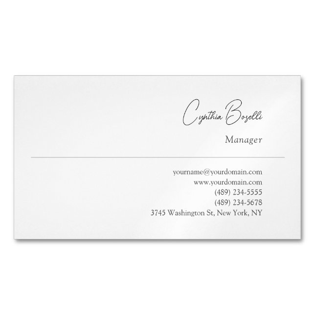 Trendy Minimalist Modern Plain Simple Template Magnetic Business Card (Front)