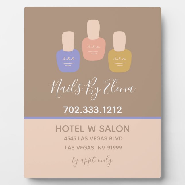 Trendy Minimalist Nail Salon Colorblock Tabletop  Plaque (Front)