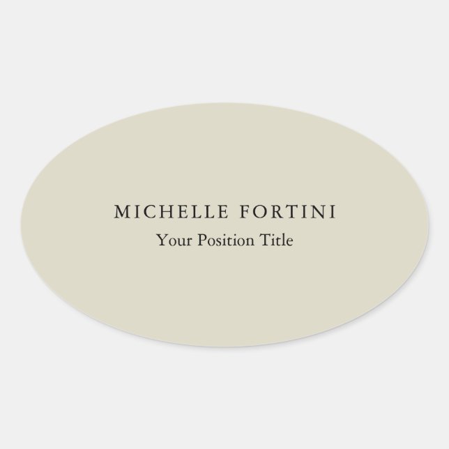 Trendy Minimalist Professional Modern Name Oval Sticker (Front)
