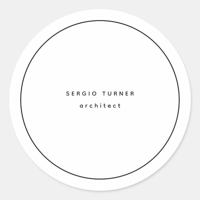 Trendy Minimalist Professional Plain Classic Round Sticker (Front)