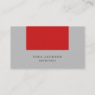 Trendy Minimalist Red Silver Grey Professional Business Card