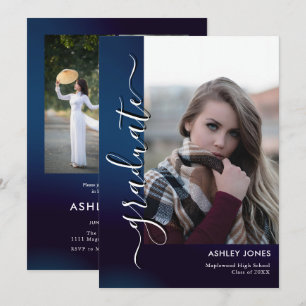 Trendy Minimalist Script Multi-Photo Graduate Announcement