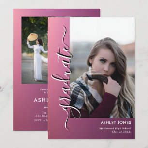 Trendy Minimalist Script Multi-Photo Graduate Announcement