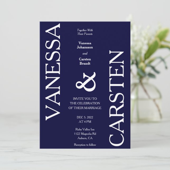 Trendy Minimalist Wedding Invitation (Standing Front)