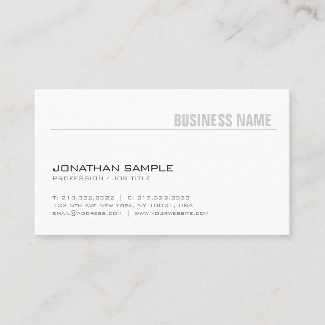 Trendy Minimalistic Elegant Plain Modern Design Business Card (Front)
