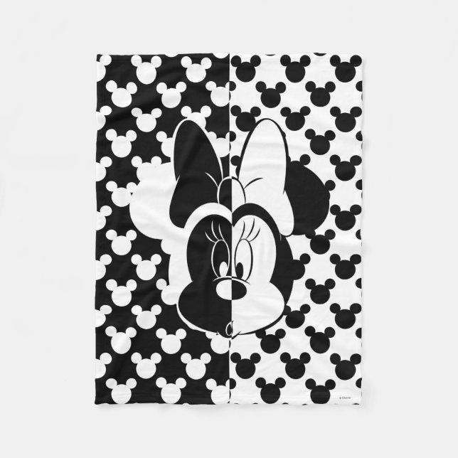 Trendy Minnie | Black & White Modern Fleece Blanket (Front)