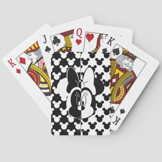 Trendy Minnie | Black & White Modern Playing Cards (Back)