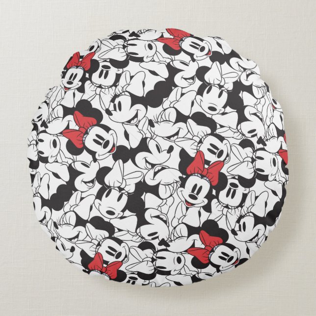 Trendy Minnie | Classic Pattern Round Pillow (Front)