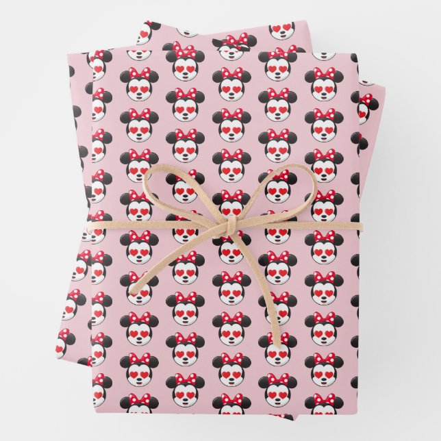 Trendy Minnie | In Love Emoji Wrapping Paper Sheet (In situ)