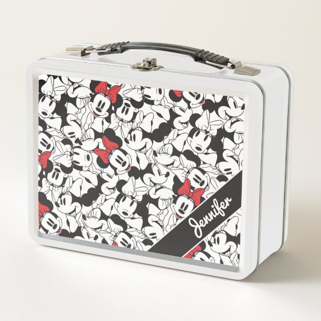 Trendy Minnie | Monogram Classic Pattern Metal Lunch Box (Front)
