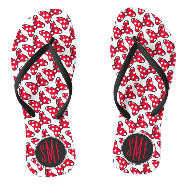 Trendy Minnie | Polka Dot Bow Monogram Flip Flops (Footbed)