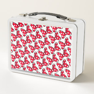 Trendy Minnie Polka Dot Bow Monogram Metal Lunch Box