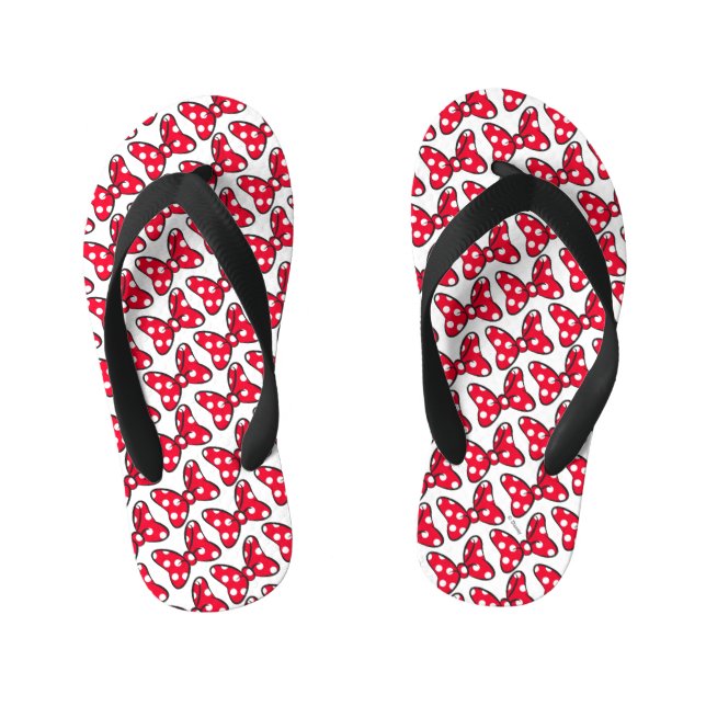 Trendy Minnie | Polka Dot Bow Pattern Kid's Flip Flops (Footbed)