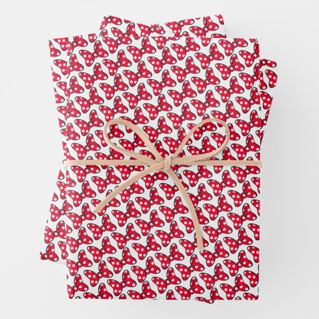 Trendy Minnie | Polka Dot Bow Wrapping Paper Sheet (In situ)