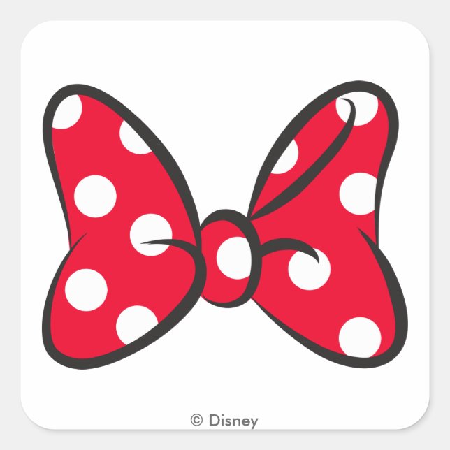 Trendy Minnie | Red Polka Dot Bow Square Sticker (Front)