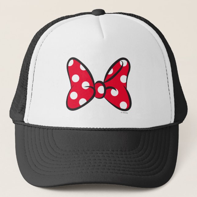 Trendy Minnie | Red Polka Dot Bow Trucker Hat (Front)