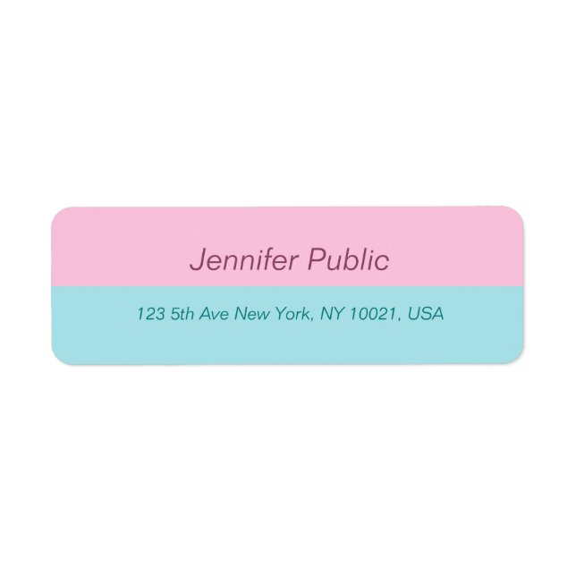 Trendy Mint Blue Blush Pink Elegant Return Address (Front)