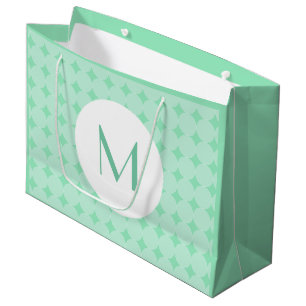 Trendy Mint Green Colour Monogram Elegant Modern Large Gift Bag