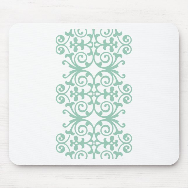 Trendy Mint Green Damask Pattern Mouse Pad (Front)