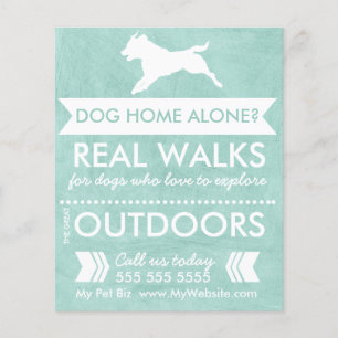 Trendy Mint Green Dog Silhouette Dog Walker Flyer
