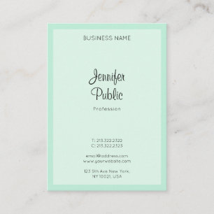 Trendy Mint Green Elegant Handwritten Script Name Business Card