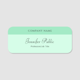 Trendy Mint Green Modern Hand Name Script Elegant Tag