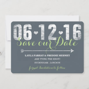 Trendy Mint & Grey Save The Date