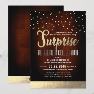 Trendy Mocha/Gold Surprise Retirement Party Invita Invitation