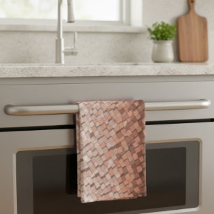 Trendy Mocha Mousse 3D Cube Kitchen Towel