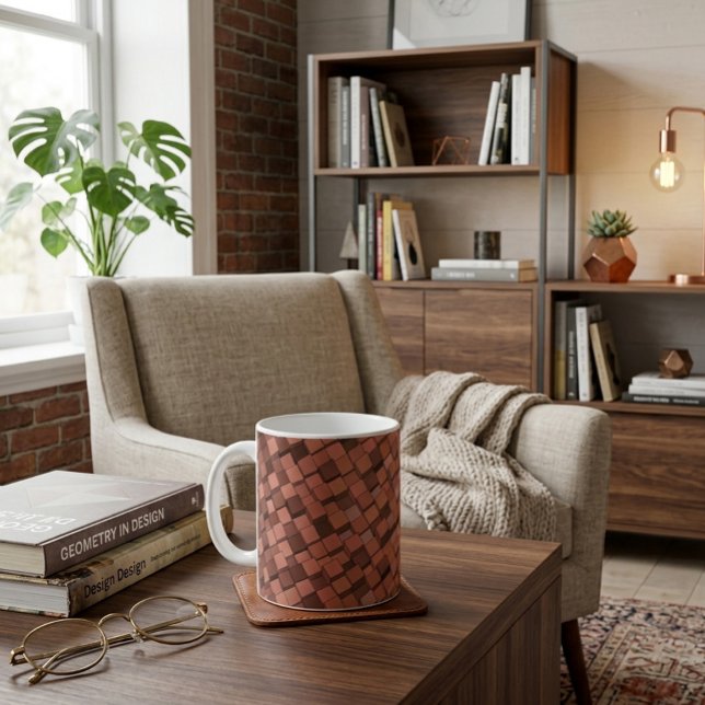  Trendy Mocha Mousse 3D Cube Pattern Coffee Mug (Creator Uploaded)