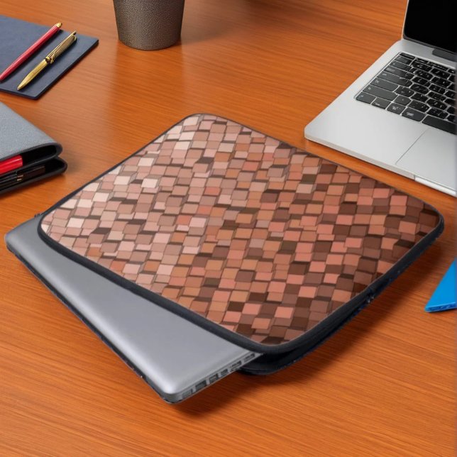 Trendy Mocha Mousse 3D Cube Pattern Laptop Sleeve (Creator Uploaded)