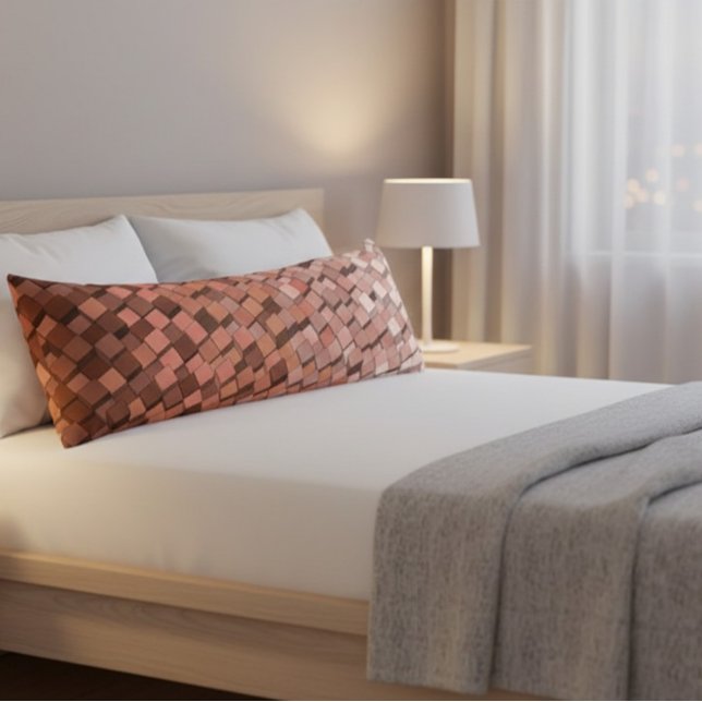 "Trendy Mocha Mousse Geometric 3D Cube  Body Pillow (Creator Uploaded)