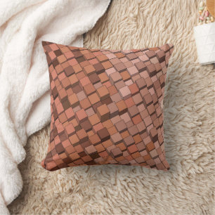 "Trendy Mocha Mousse Geometric 3D Cube  Throw Pillow