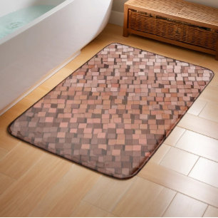 Trendy Mocha Mousse Geometric Bath Mat