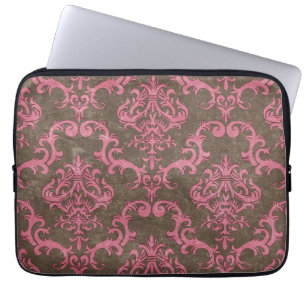 Trendy & Mod Brown Pink Damask Laptop Sleeve