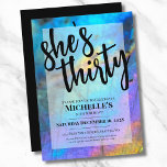 Trendy Modern 30th Birthday Party Invitation<br><div class="desc">You can change it to any birthday year! 30, 40, 50 or even for little kids! Stunning and colourful rainbow hued labradorite stone photo makes the perfect backdrop for a simple and modern design. This is a closeup of a real natural labradorite crystal with blue, purple, pink, yellow, and green....</div>