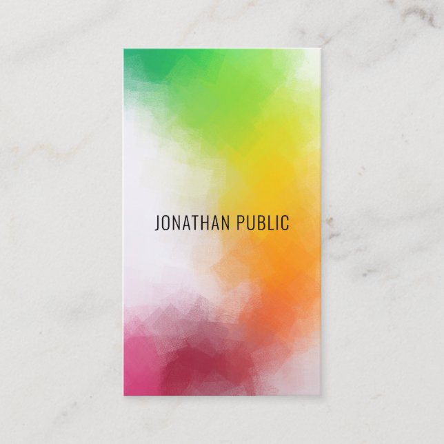 Trendy Modern Abstract Art Elegant Colourful Business Card (Front)