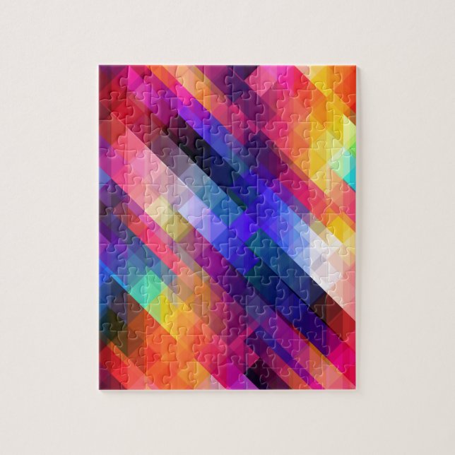 Trendy Modern Abstract Colourful Geometric Pattern Jigsaw Puzzle (Vertical)