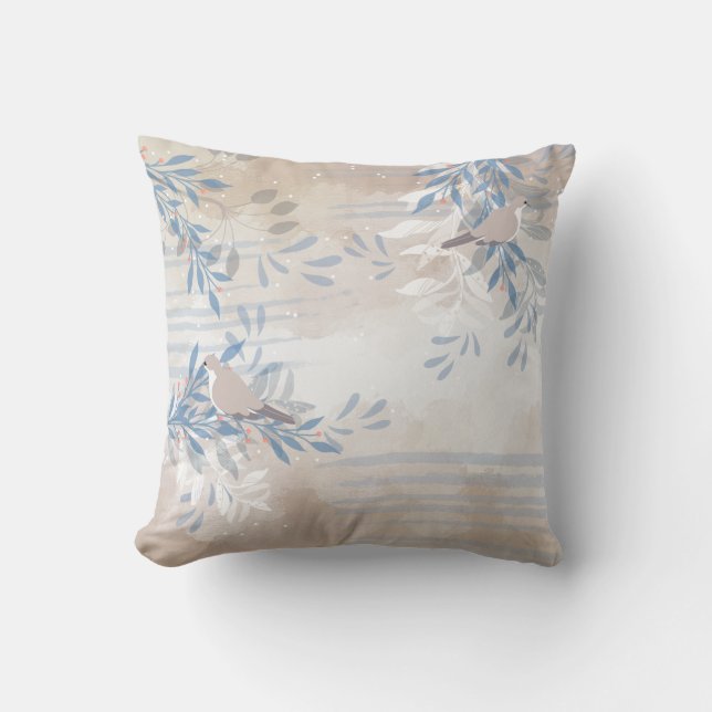 Trendy Modern Abstract Floral botanical Throw Pillow (Front)