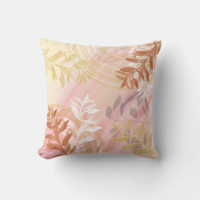 Trendy Modern Abstract Floral botanical Throw Pillow (Front)