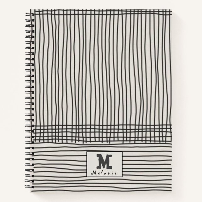Trendy modern art lines Abstract minimal Monogram  Notebook (Front)