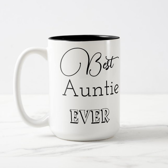 Trendy Modern Auntie Two-Tone Coffee Mug (Left)