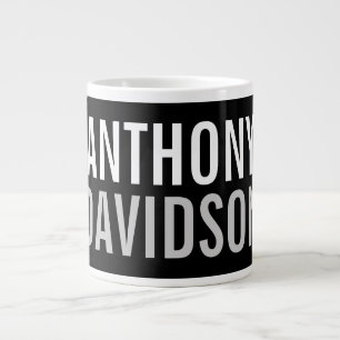 Trendy Modern Black Bold Text Large Coffee Mug
