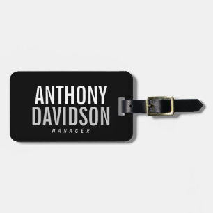 Trendy Modern Black Bold Text Luggage Tag