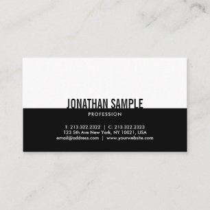 Trendy Modern Black&White Simple Elegant Plain Business Card