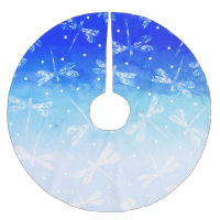 Trendy modern blue ombre dots and dragonflies