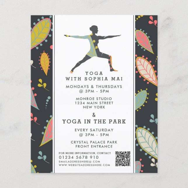 Trendy Modern Boho Yoga Class Advertising Flyer (Front)