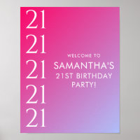 Trendy Modern Bold Pink Gradient 21st Birthday