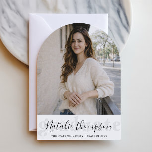 Trendy Modern Casual Arch Photo Graduation Invitation