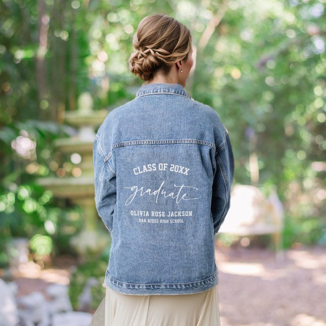 Trendy Modern Casual Graduation Personalized Denim Jacket (Creator Uploaded)